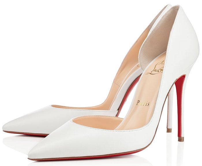 Christian Louboutin Iriza White D'Orsay Pointy-Toe Pumps