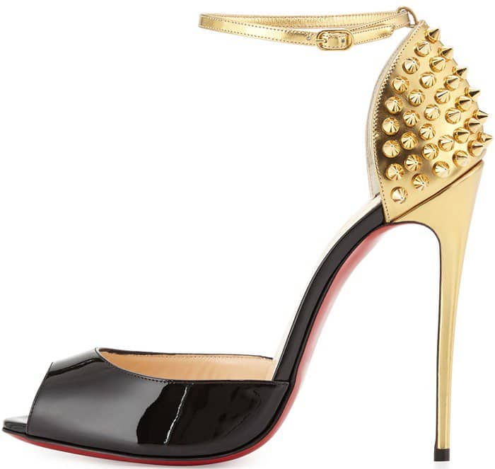 Christian Louboutin "Pina" Spiked Sandals in Black/Gold