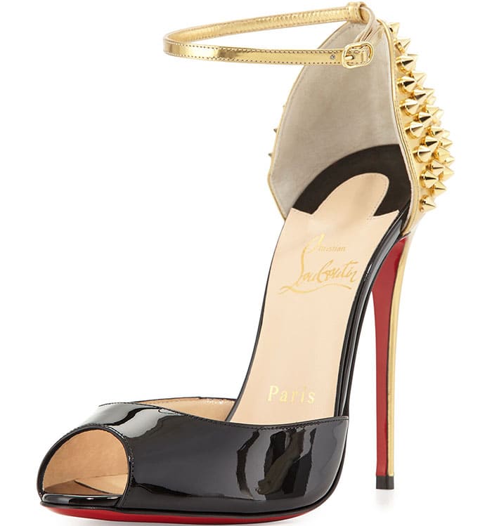 Christian Louboutin "Pina" Spiked Sandals in Black/Gold