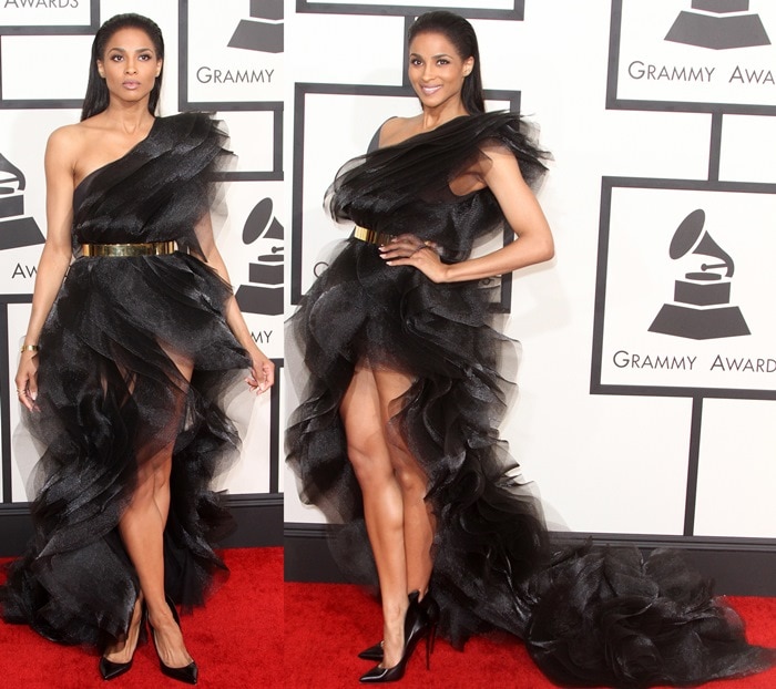 Ciara flaunted her legs in a black dress from Alexandre Vauthier