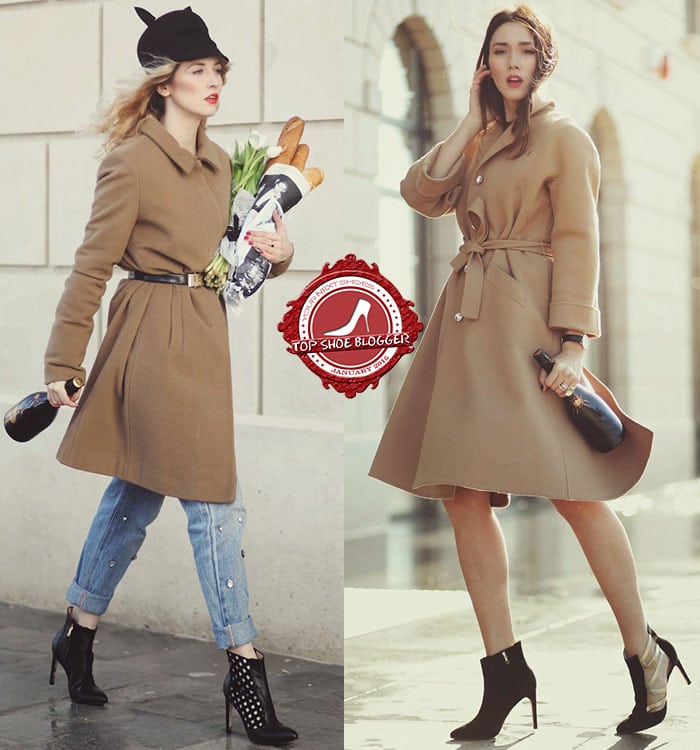 Diana Enciu and Alina Tanasa wearing elegant brown coats