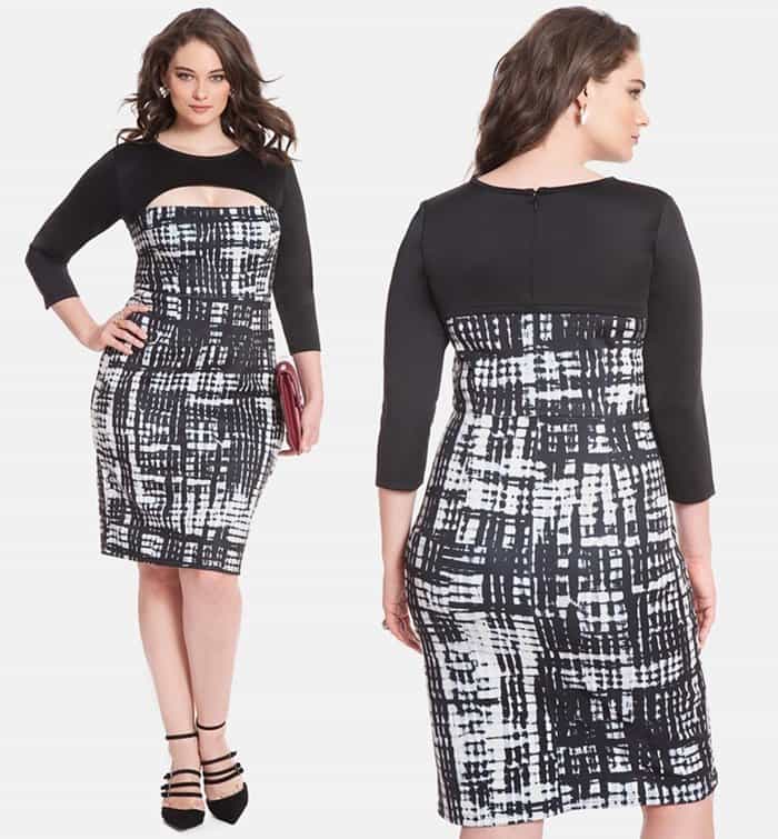 ELOQUII Print Block Cutout Dress