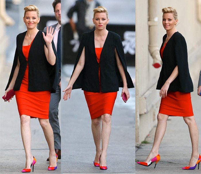 Elegance on Display: Elizabeth Banks exudes sophistication in her black cape ensemble before her appearance on 'Jimmy Kimmel Live', Los Angeles, November 17, 2014