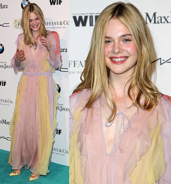 Elle Fanning donned a light and airy Valentino dress in summery pastel colors