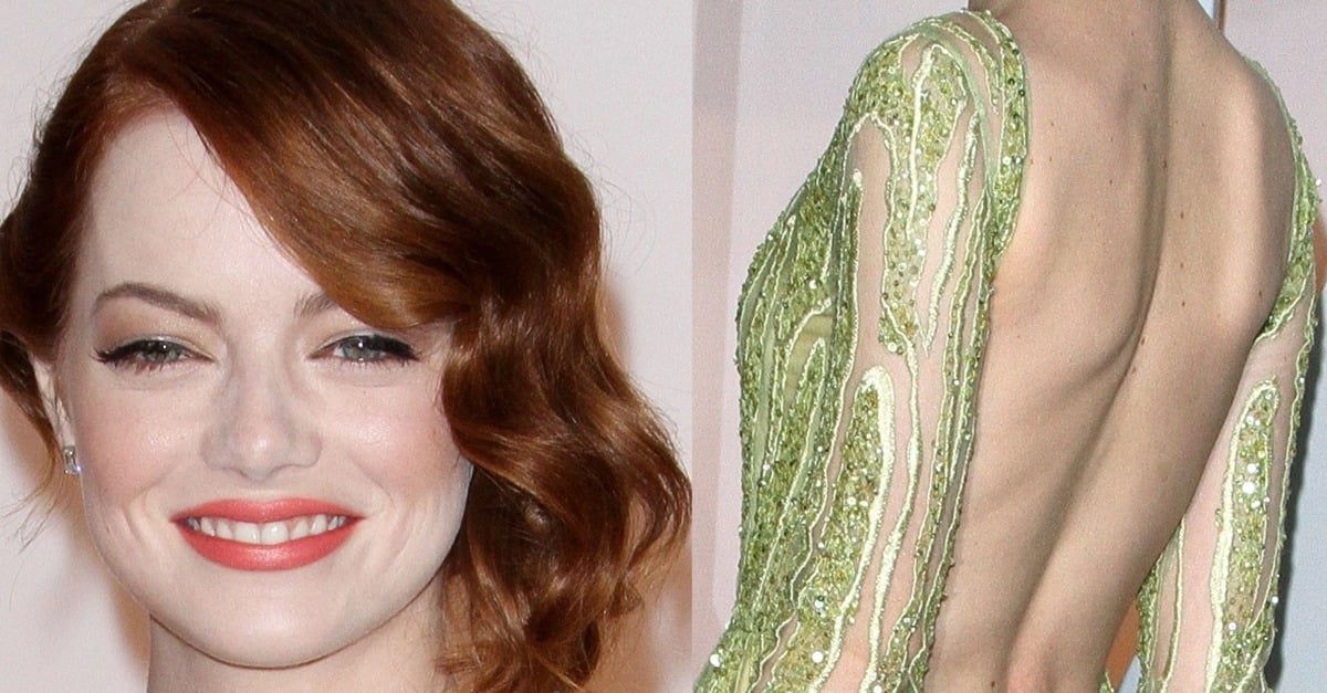 Emma Stone Gets Mixed Reviews In Green Dress And Matching Peep Toes