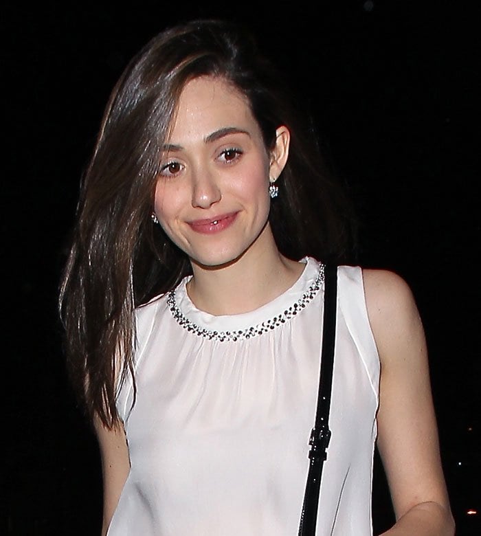 Emmy Rossum showed off her toned arms at Craig's restaurant