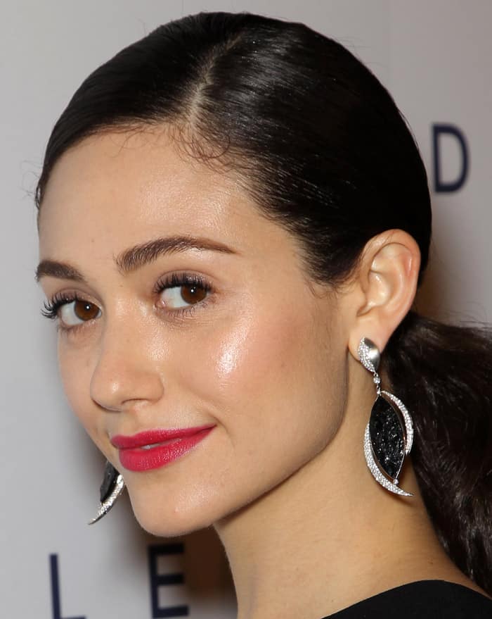 Emmy Rossum's Jorge Adler black tourmaline and half-moon earrings