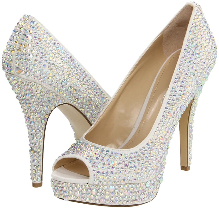 Enzo Angiolini Showyou Rhinestone Covered Pump White