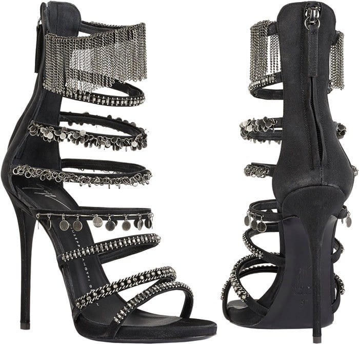 Giuseppe Zanotti Black Embellished Strappy Sandals