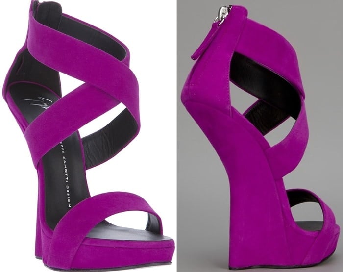 Giuseppe Zanotti Purple Concave Wedge Sandals