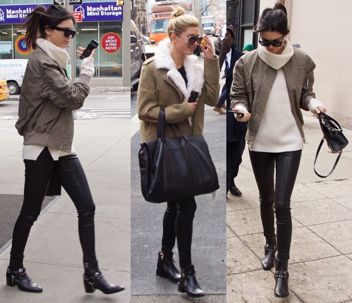 Hailey Baldwin and Kendall Jenner in New York City’s SoHo district on February 10, 2015
