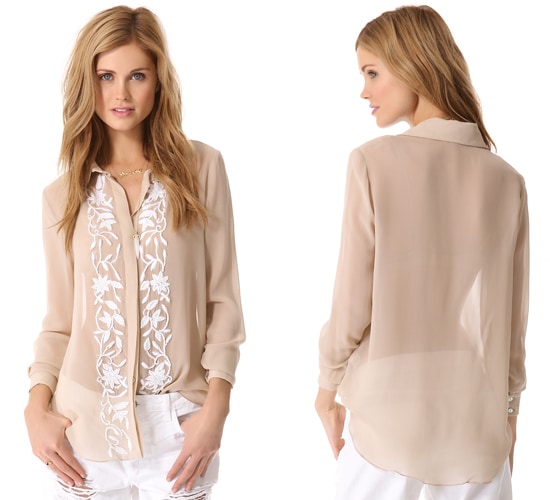 Haute Hippie Embroidered Button Down Blouse