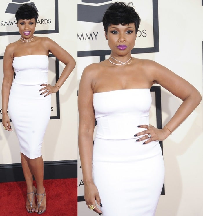 Jennifer Hudson on the red carpet at the 2015 Grammy Awards