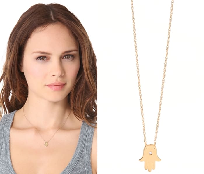 Jennifer Zeuner Jewelry Mini Hamsa Diamond Necklace