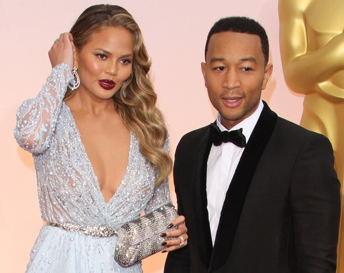 Chrissy Teigen and John Legend at the 2015 Academy Awards held at the Dolby Theatre in Hollywood on February 22, 2015