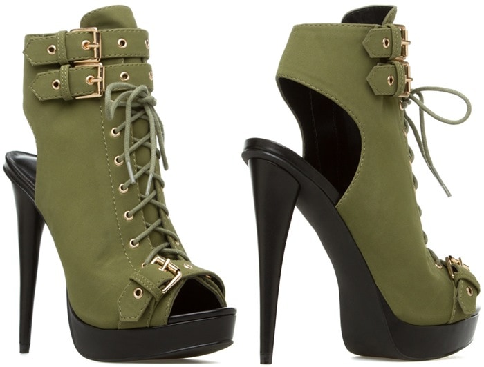 Jonetta Military-Inspired Peep-Toe Booties