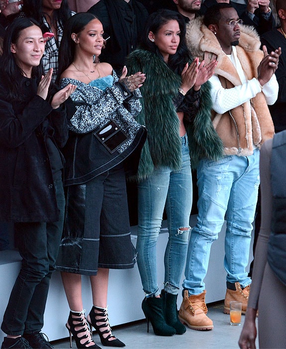 Alexander Wang, Rihanna, Cassie, and P. Diddy giving a standing ovation