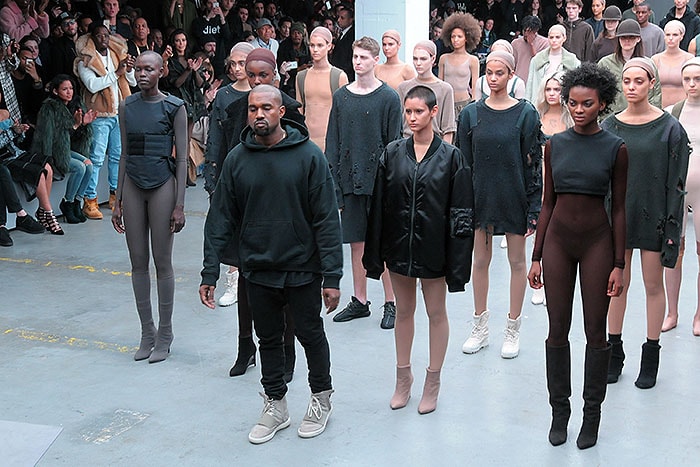 Kanye West taking his bow at the Adidas Originals x Kanye West Yeezy fashion show