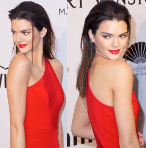 Kendall Jenner's Skinny Legs in Sexy Red Dress and Iriza Pumps