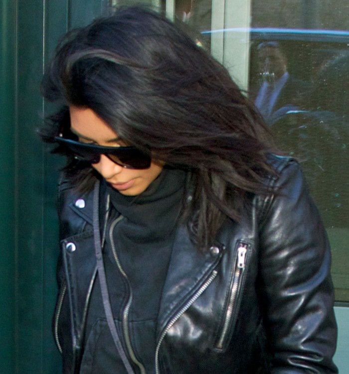 Kim Kardashian's leather biker jacket by BLK DNM