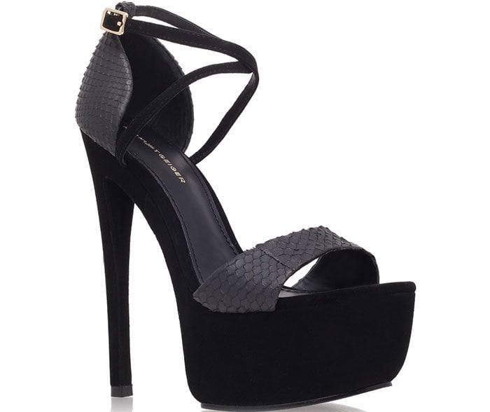 Kurt Geiger "Nanette" Sandals in Black/Snakeskin