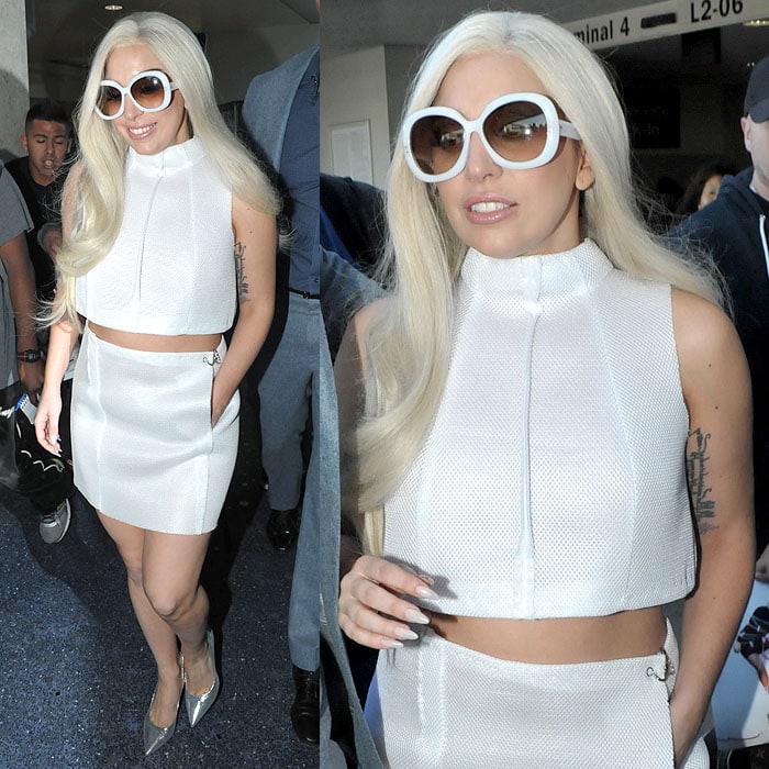 Lady Gaga arriving at Los Angeles International Airport in Los Angeles, California, on February 17, 2015