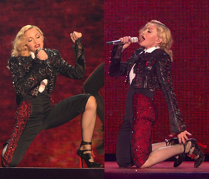 Madonna performing "Living for Love" at the 2015 BRIT Awards held at The O2 Arena in London, England, on February 25, 2015