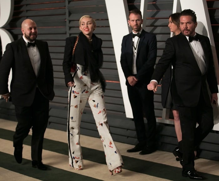Miley Cyrus at the 2015 Vanity Fair Oscar Party following the 2015 Oscars in Beverly Hills on February 22, 2015