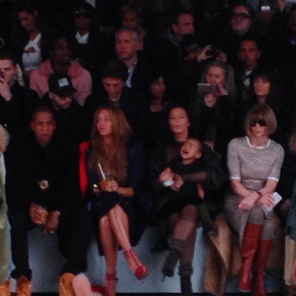 North West throwing a tantrum in the front row of the Adidas Originals x Kanye West Yeezy fashion show