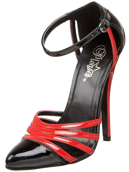 Pleaser "Domina-412" Patent Ankle-Strap Pumps