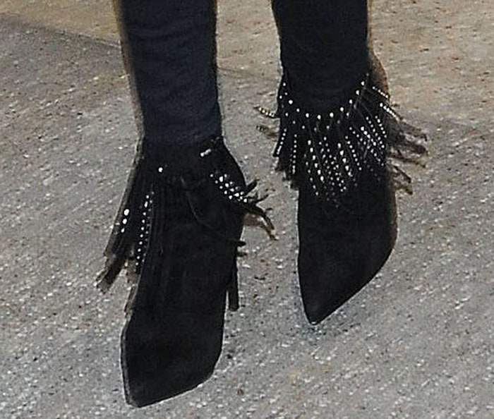 Rosie Huntington-Whiteley wearing Saint Laurent boots