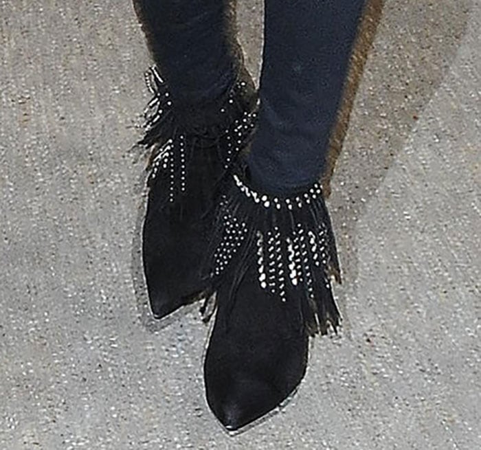 Rosie Huntington-Whiteley's ankle boots with studded fringes