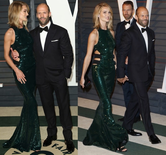 Jason Statham wrapped his arm around his girlfriend Rosie Huntington-Whiteley