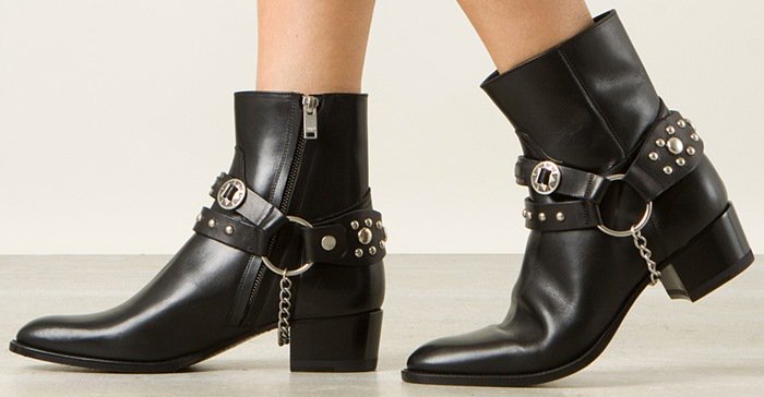 Saint Laurent Wyatt Leather Ankle Boots