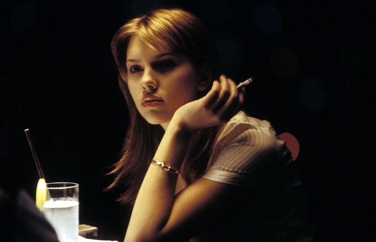 Scarlett Johansson as recent college graduate Charlotte in the 2003 romantic comedy-drama film Lost in Translation