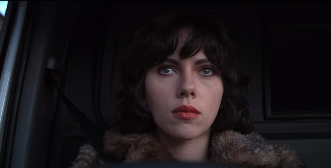 Scarlett Johansson as an otherworldly woman who preys on men in Scotland in the 2013 science fiction film Under the Skin