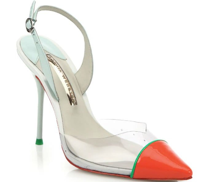 Sophia Webster "Daria" Patent Leather & Translucent Slingback Pumps