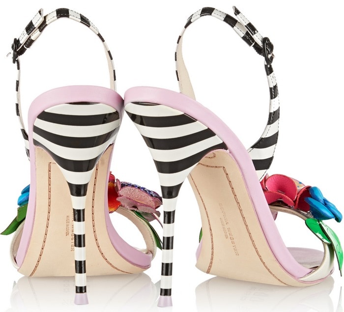 Sophia Webster Lilico Floral-Appliquéd Striped Leather Sandals