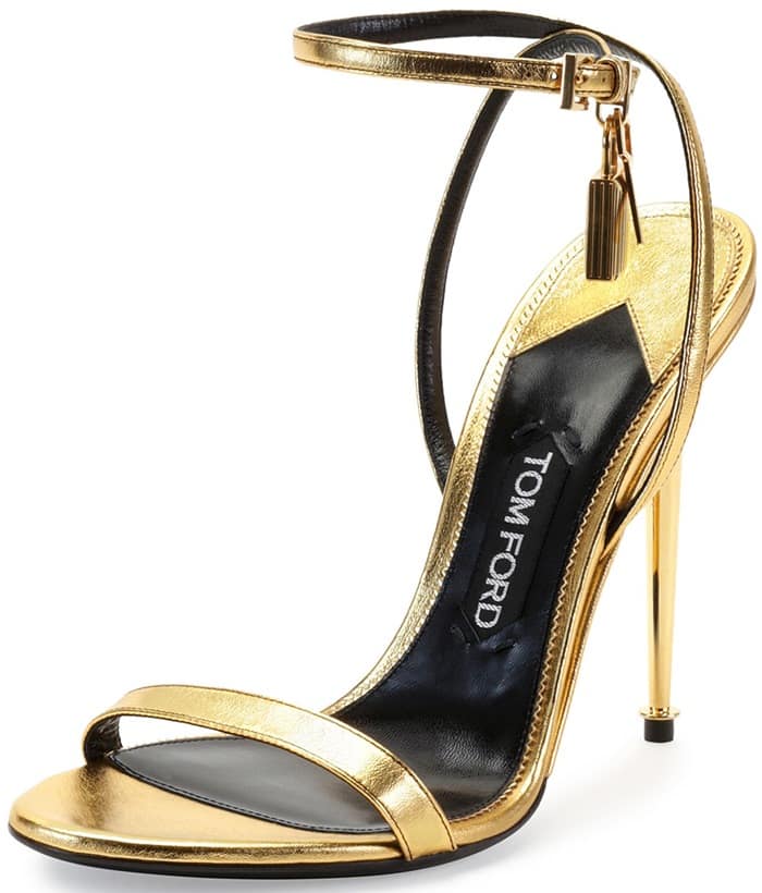 Tom Ford Metallic Ankle-Lock Sandal