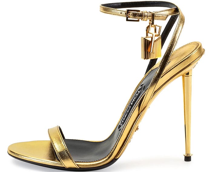 Tom Ford Metallic Gold Ankle-Lock Sandals