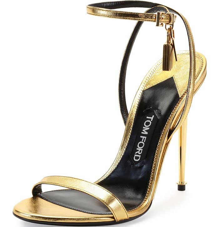 Tom Ford Metallic Gold Ankle-Lock Sandals