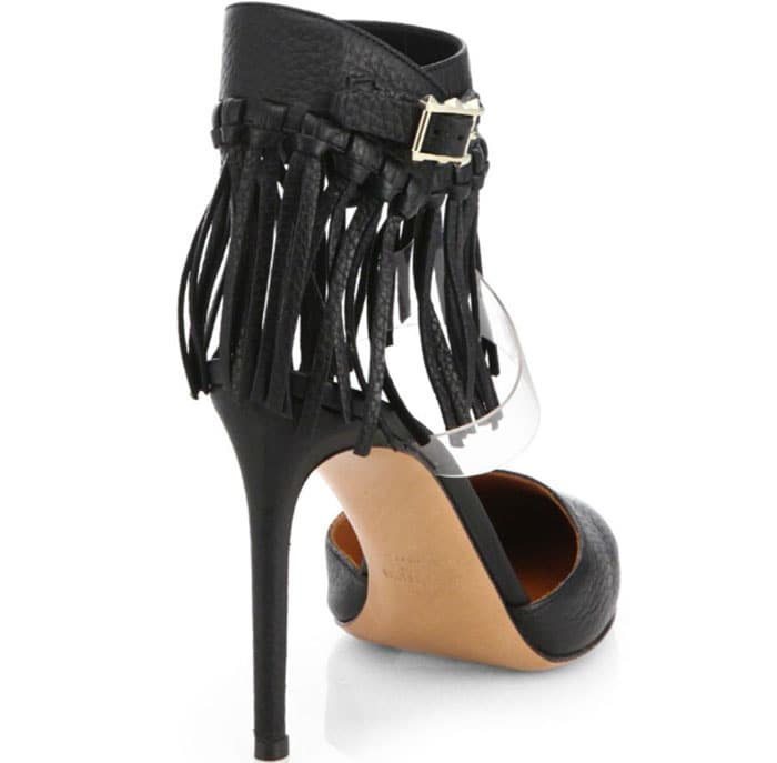 Valentino "C-Rockee" Leather Fringe Ankle-Strap Pumps