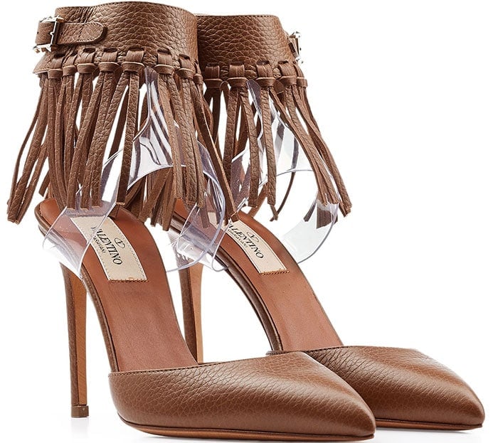 Valentino "C Rockee" Leather Pumps in Brown
