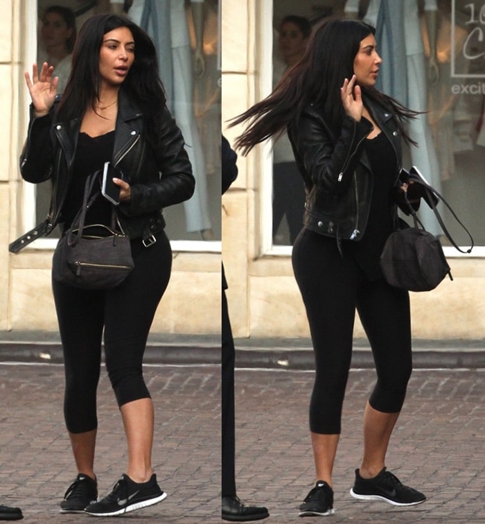 Kim Kardashian shopping at Eggy in her workout wear