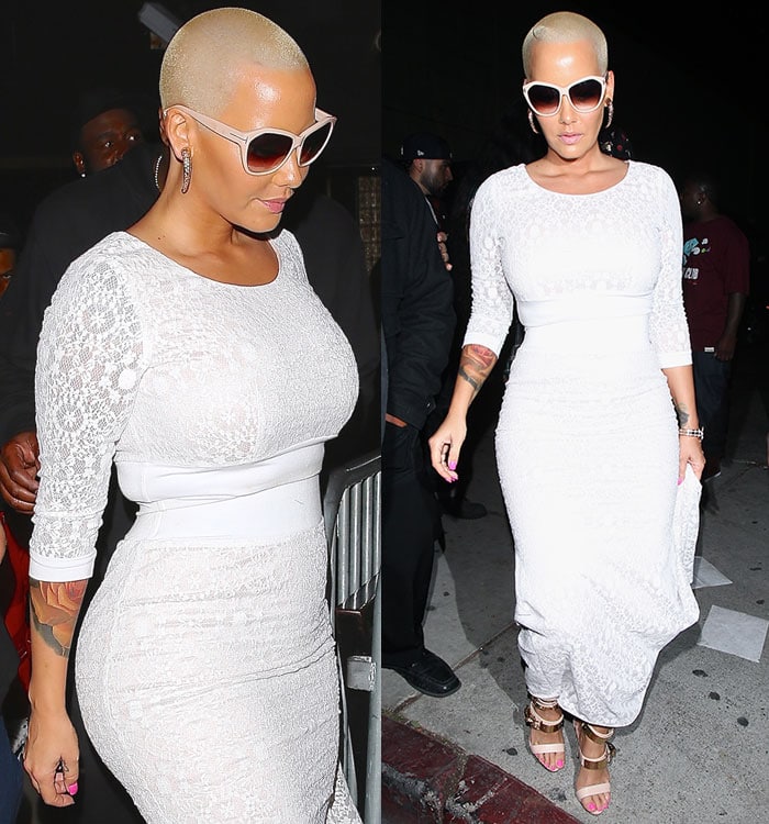 Amber Rose highlighted her hourglass figure in a tight dress