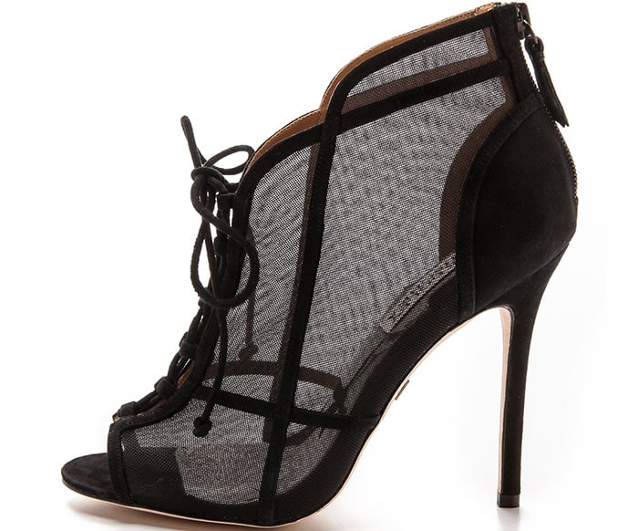 Badgley Mischka Follies II Mesh Lace-Up Booties