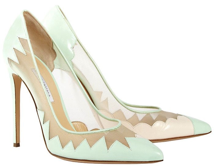 Bionda Castana "Leandra" Two-Faced Mesh-and-Leather Pumps