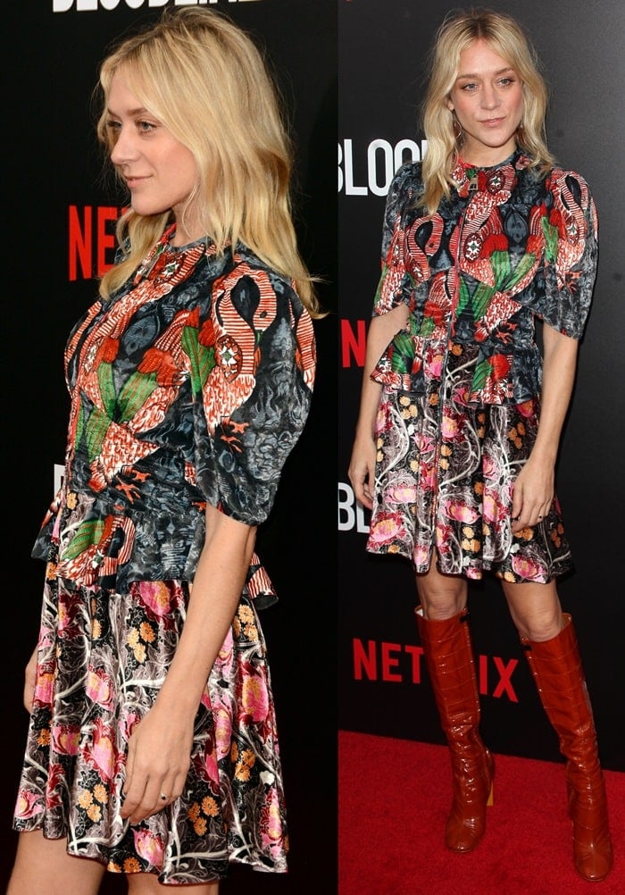 Chloe Sevigny in a multicolored mini dress from Louis Vuitton