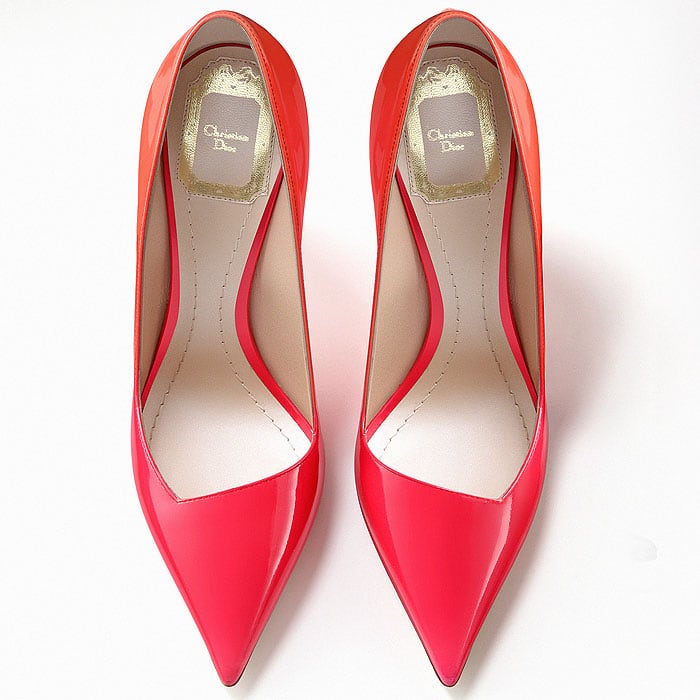 Christian Dior Graduated-Patent Low-Edge Pointy-Toe Pumps