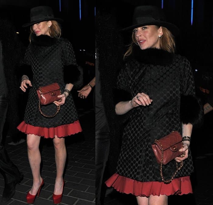 Lindsay Lohan on a night out with friends in Soho in London